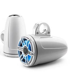 JL AUDIO M6-770ETXv3-Gw-S-GwGw-i 7.7" Enclosed Marine Coaxial Speaker System, Gloss White, White Sport Grille with RGB LED Lighting