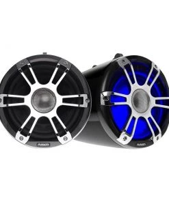 FUSION SG-FT88SPWC 8.8" 330 Watt Coaxial Wake Tower Sports Speakers, Silver/Chrome Sport Grilles, with White or Blue LED Illumination